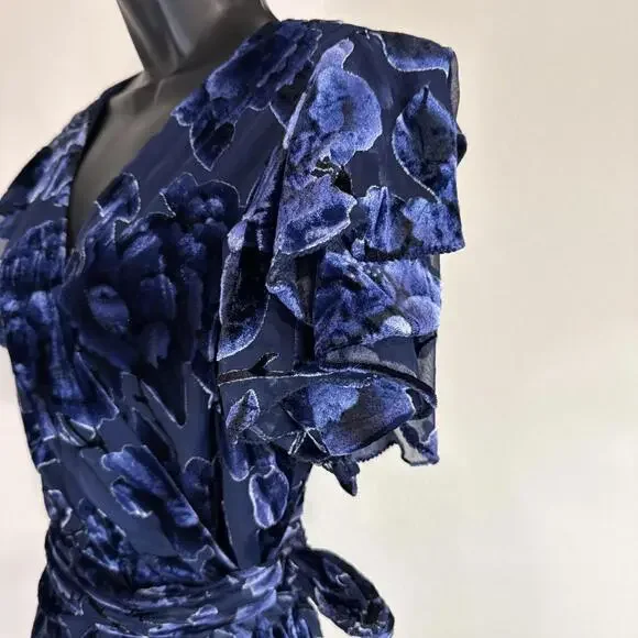 Anthropologie Hutch Short Sleeve Velvet Burnout Wrap Floral Maxi Dress ZOLA - XL - Picture 8 of 15